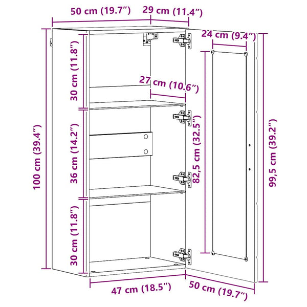 Beton Grauer Holzschrank, 50x29x100 cm