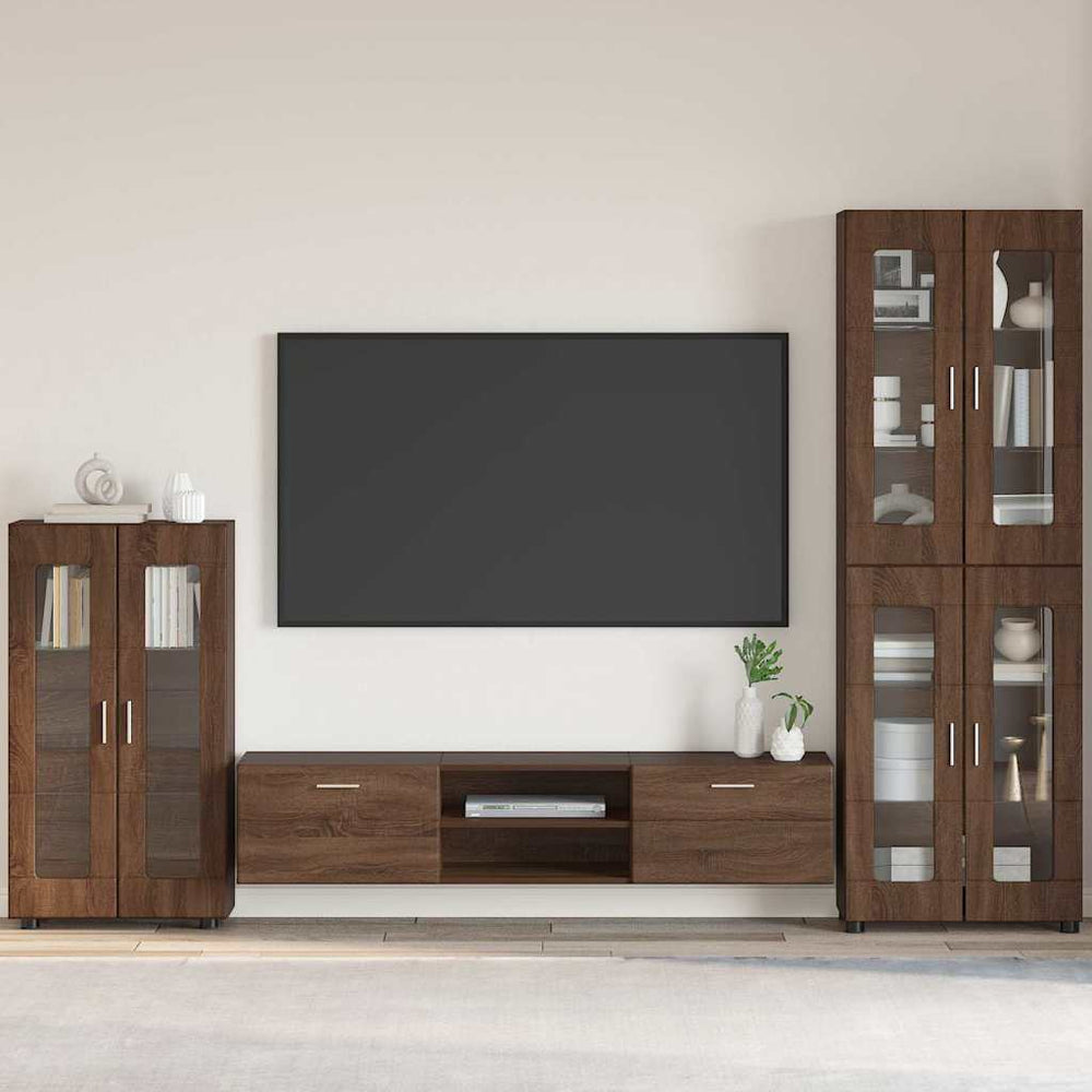 vidaXL Sideboard with Door FLORIN Brown Oak Look 55.5 x 29 x 100 cm