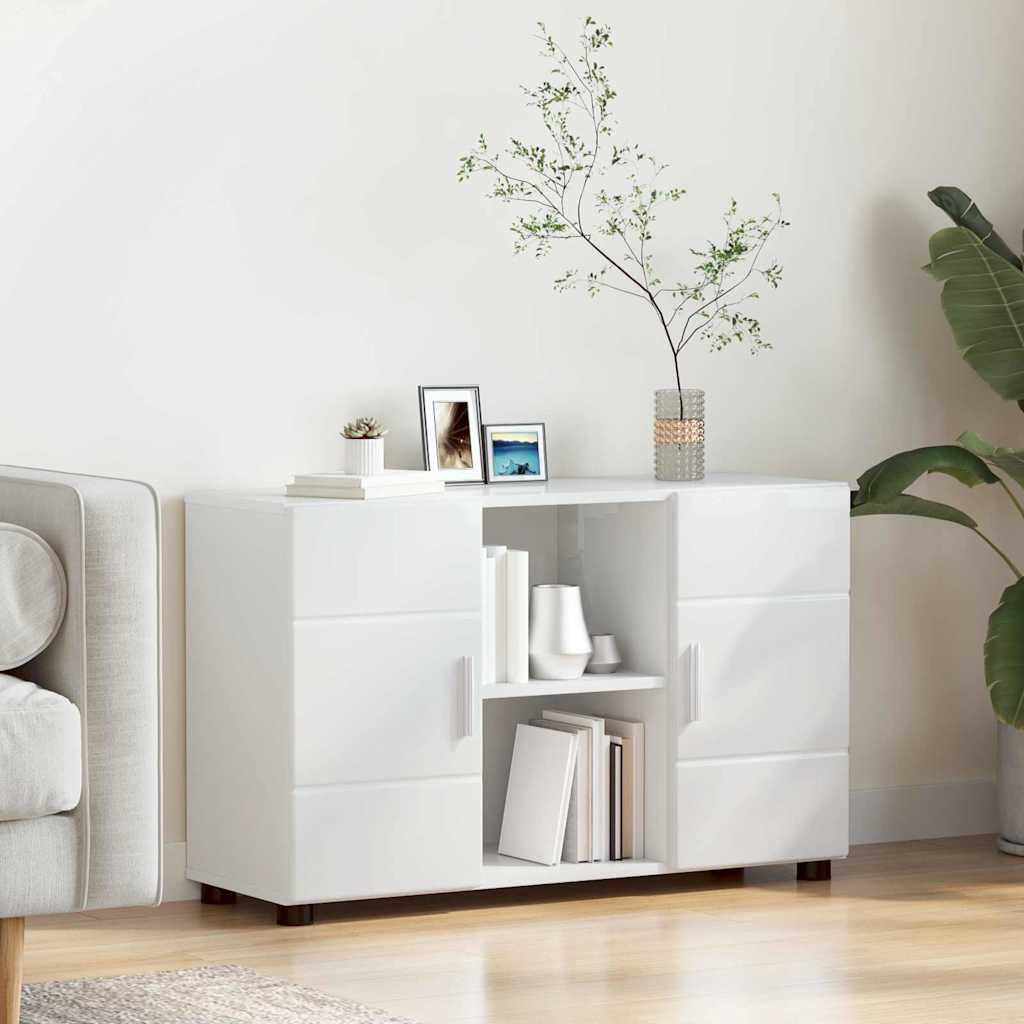 Sideboard Weiß Hochglanz mit Regal 88,5cm