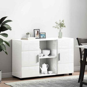 Sideboard Weiß Hochglanz mit Regal 88,5cm