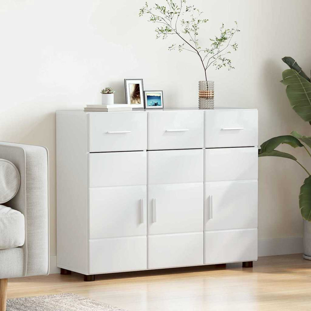 vidaXL Sideboard with Shelf FLORIN High Gloss White 88.5 x 30.5 x 73 cm