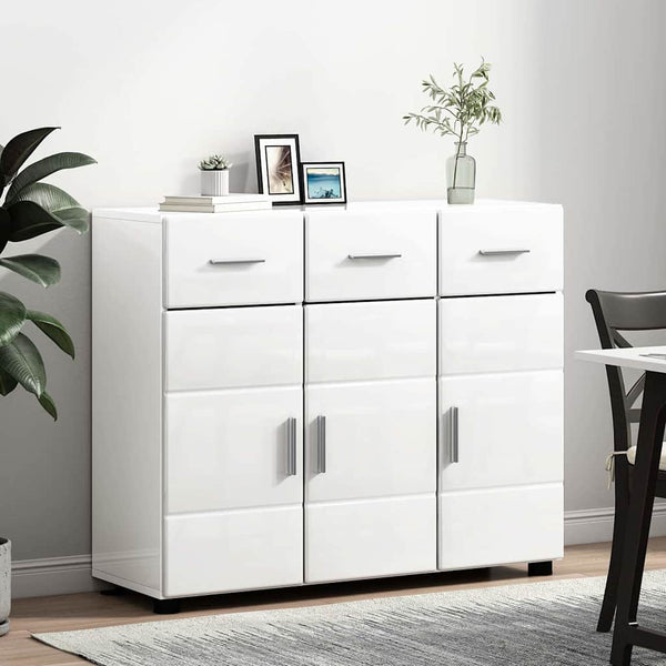 Sideboard Weiß Hochglanz mit Regal
