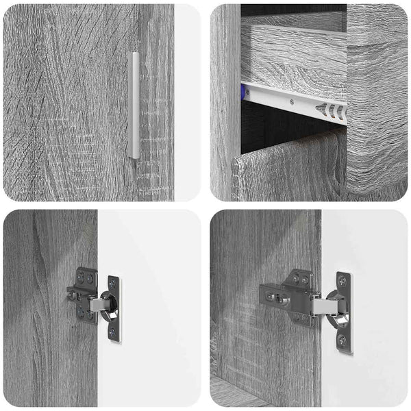 vidaXL Bahut avec étagère FLORIN gris Sonoma 88,5 x 30,5 x 73 cm