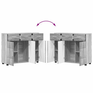 vidaXL Bahut avec étagère FLORIN gris Sonoma 88,5 x 30,5 x 73 cm
