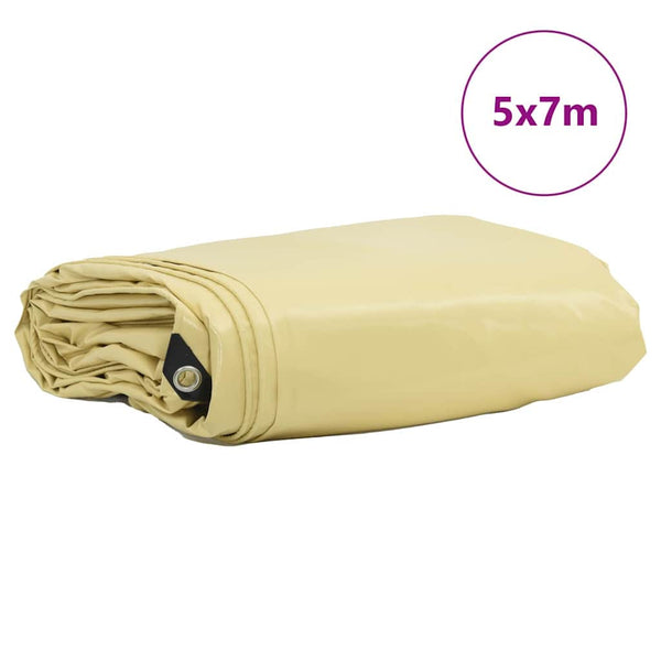 Beige PVC-beschichtete Plane 5x7m, 650g/m²