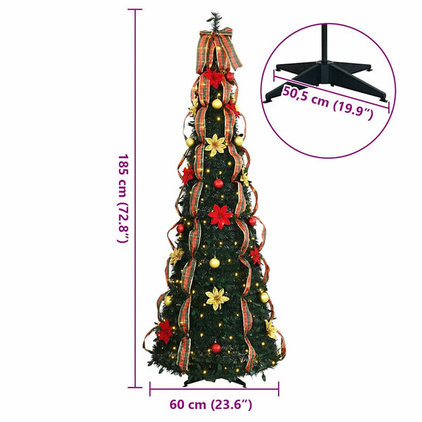 Künstlicher Weihnachtsbaum mit LEDs, 185 cm