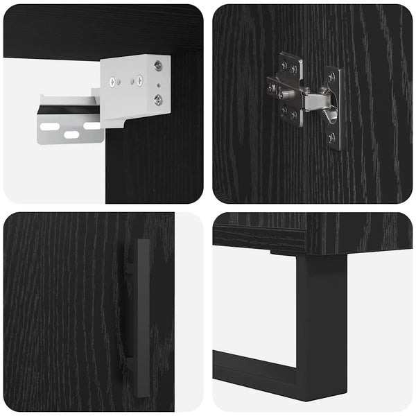 vidaXL Buffet haut 2 pcs Noir aspect chêne Bois d'ingénierie