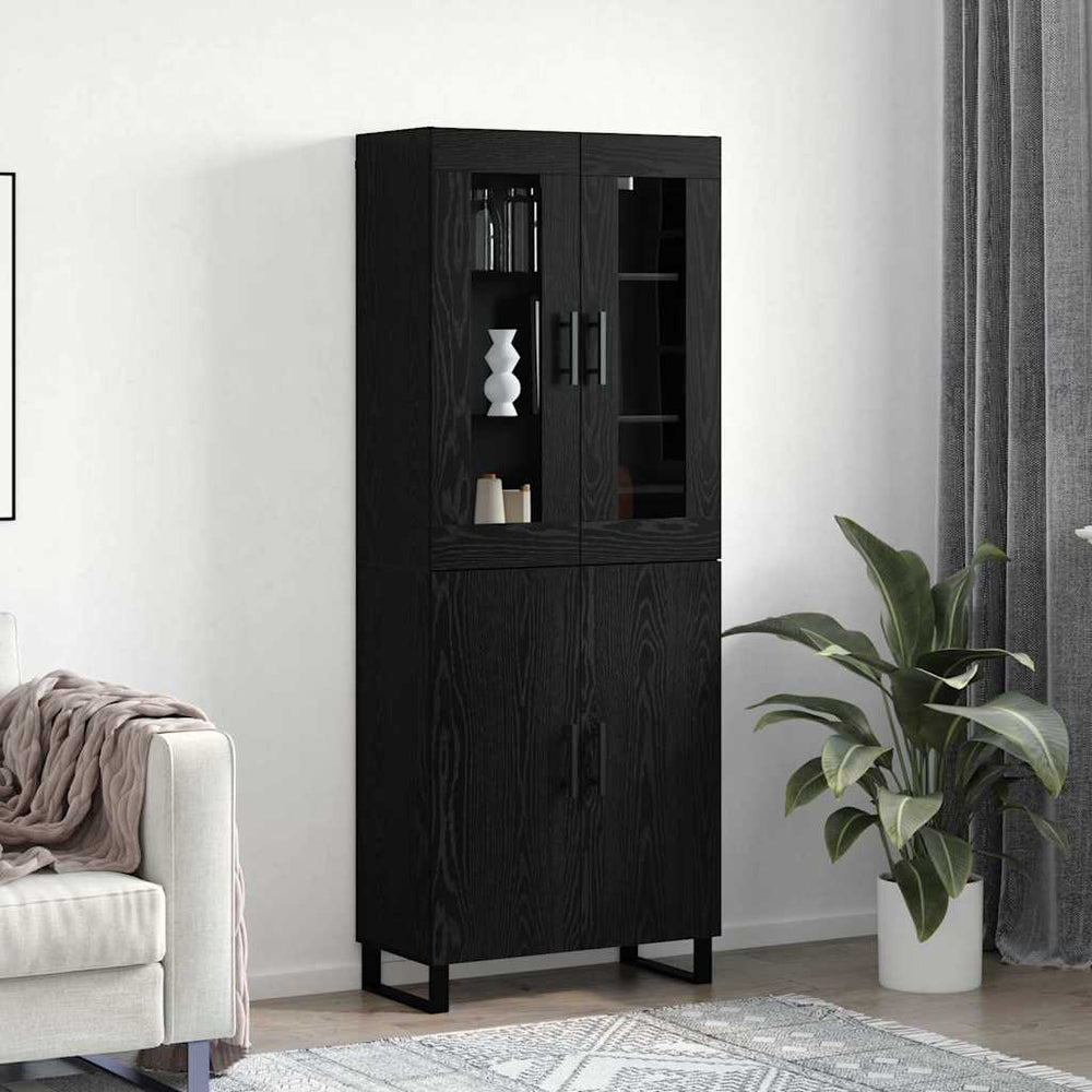Highboard 2er Set Schwarz Eiche Optik