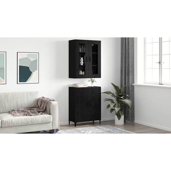 vidaXL Buffet haut 2 pcs Noir aspect chêne Bois d'ingénierie