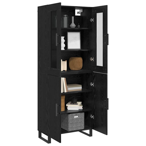 vidaXL Buffet haut 2 pcs Noir aspect chêne Bois d'ingénierie