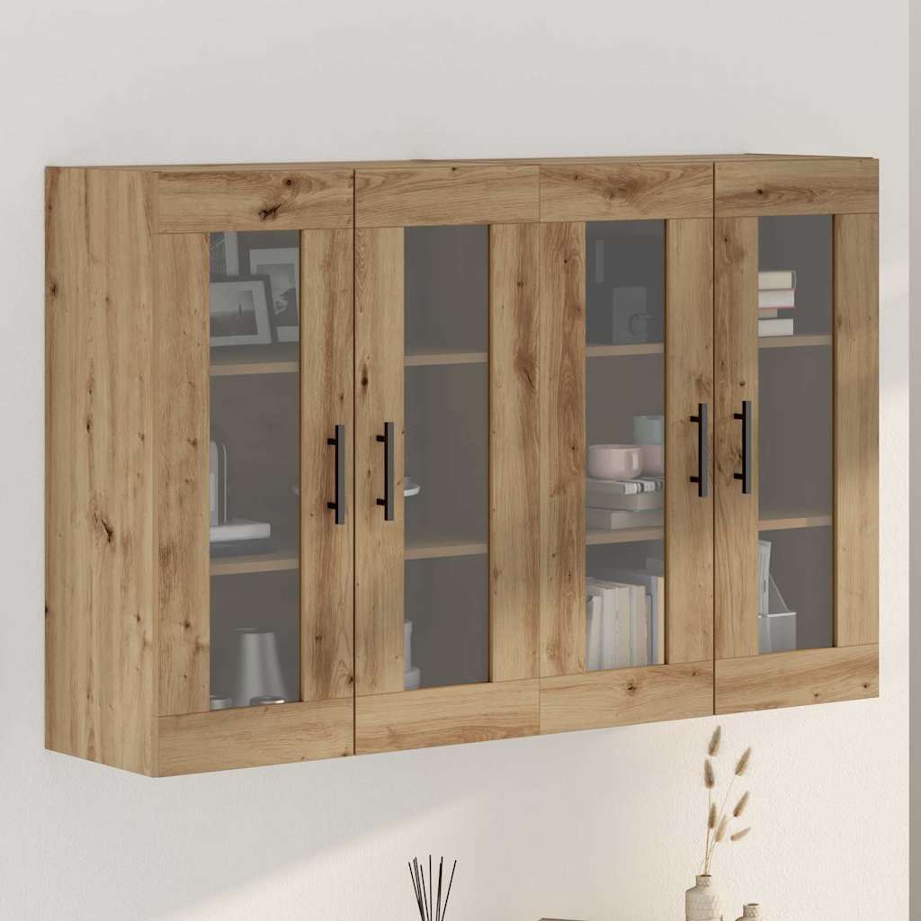 Wandmontierte Schränke, 2er-Set, Eiche/Schwarz