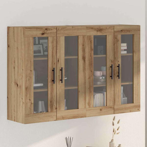 Wandmontierte Schränke, 2er-Set, Eiche/Schwarz