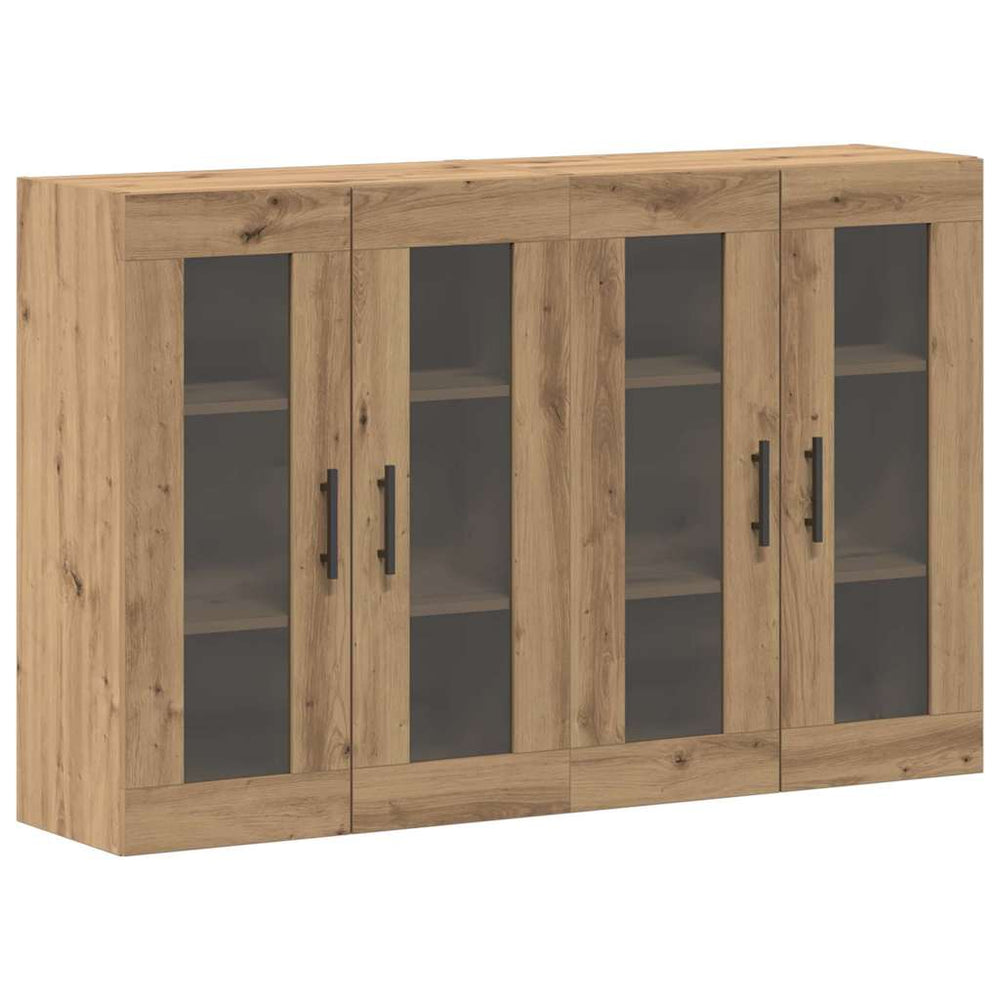 Wandmontierte Schränke, 2er-Set, Eiche/Schwarz