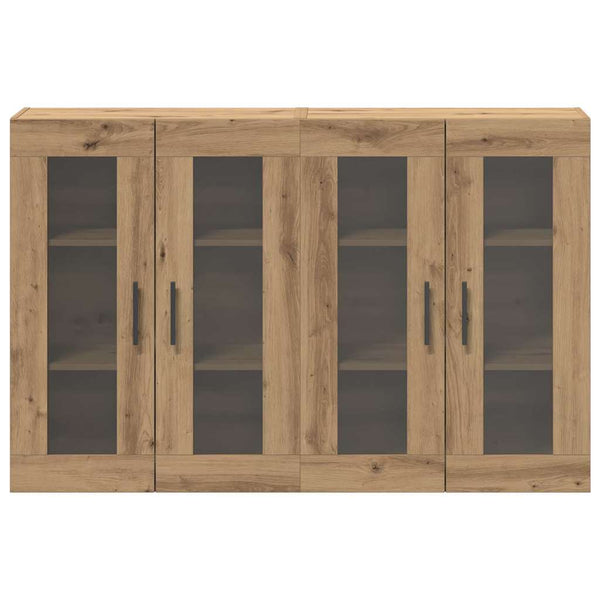 Wandmontierte Schränke, 2er-Set, Eiche/Schwarz