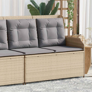 Gartenbank Poly-Rattan Beige/Grau mit Kissen