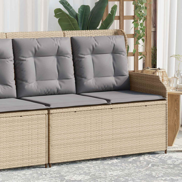 Gartenbank Poly-Rattan Beige/Grau mit Kissen