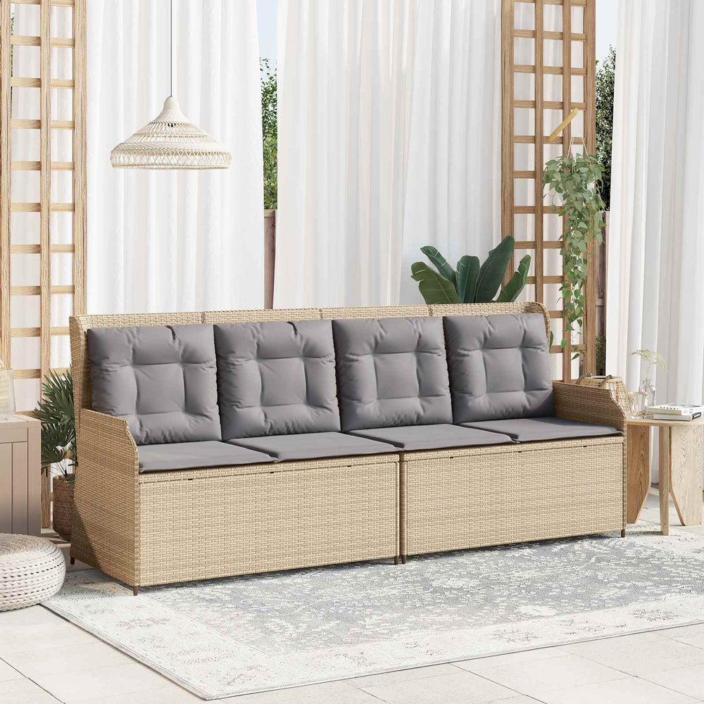 Gartenbank Poly-Rattan Beige/Grau mit Kissen