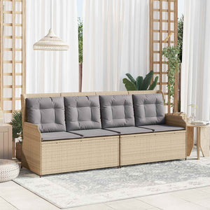 Gartenbank Poly-Rattan Beige/Grau mit Kissen