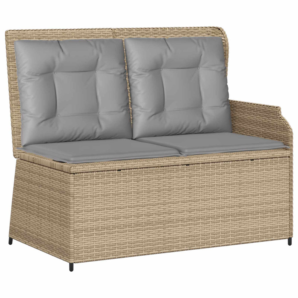 Gartenbank Poly-Rattan Beige/Grau mit Kissen