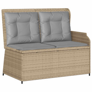Gartenbank Poly-Rattan Beige/Grau mit Kissen