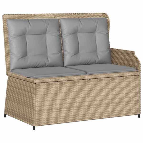 Gartenbank Poly-Rattan Beige/Grau mit Kissen