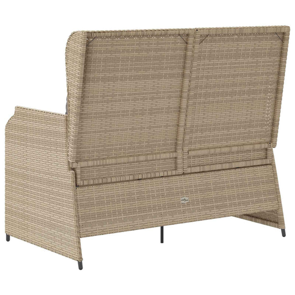 Gartenbank Poly-Rattan Beige/Grau mit Kissen