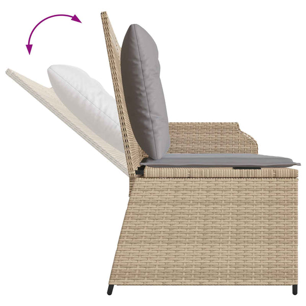 Gartenbank Poly-Rattan Beige/Grau mit Kissen