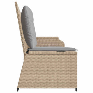 Gartenbank Poly-Rattan Beige/Grau mit Kissen