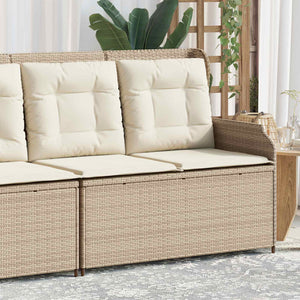 Gartenbank Poly-Rattan mit Kissen, Schwarz/Cremeweiß