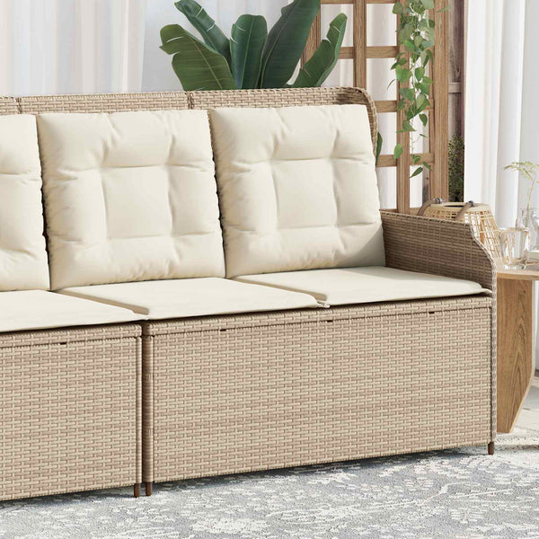 Gartenbank Poly-Rattan mit Kissen, Schwarz/Cremeweiß