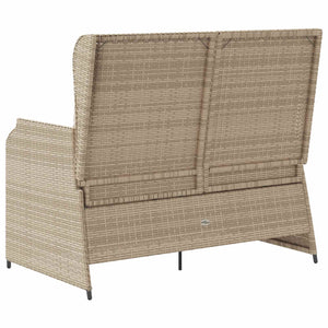 Gartenbank Poly-Rattan mit Kissen, Schwarz/Cremeweiß
