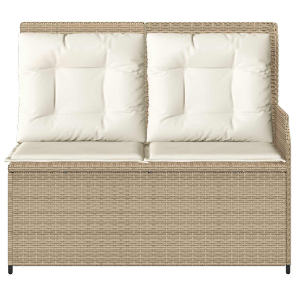Gartenbank Poly-Rattan mit Kissen, Schwarz/Cremeweiß