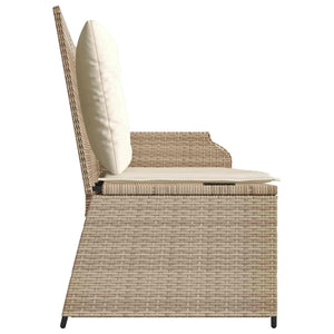 Gartenbank Poly-Rattan mit Kissen, Schwarz/Cremeweiß