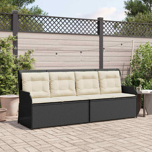 Schwarze Poly-Rattan Gartenbank