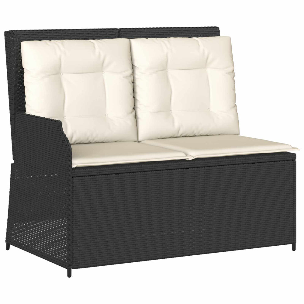 Schwarze Poly-Rattan Gartenbank