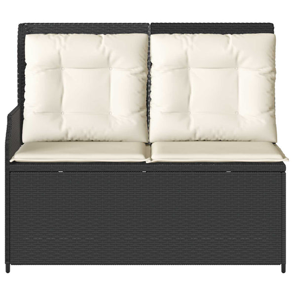 Schwarze Poly-Rattan Gartenbank