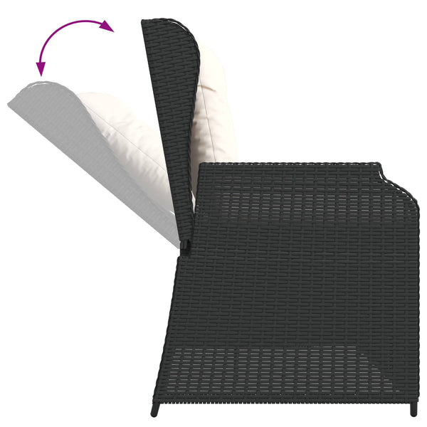 Schwarze Poly-Rattan Gartenbank
