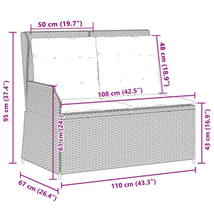 Schwarze Poly-Rattan Gartenbank