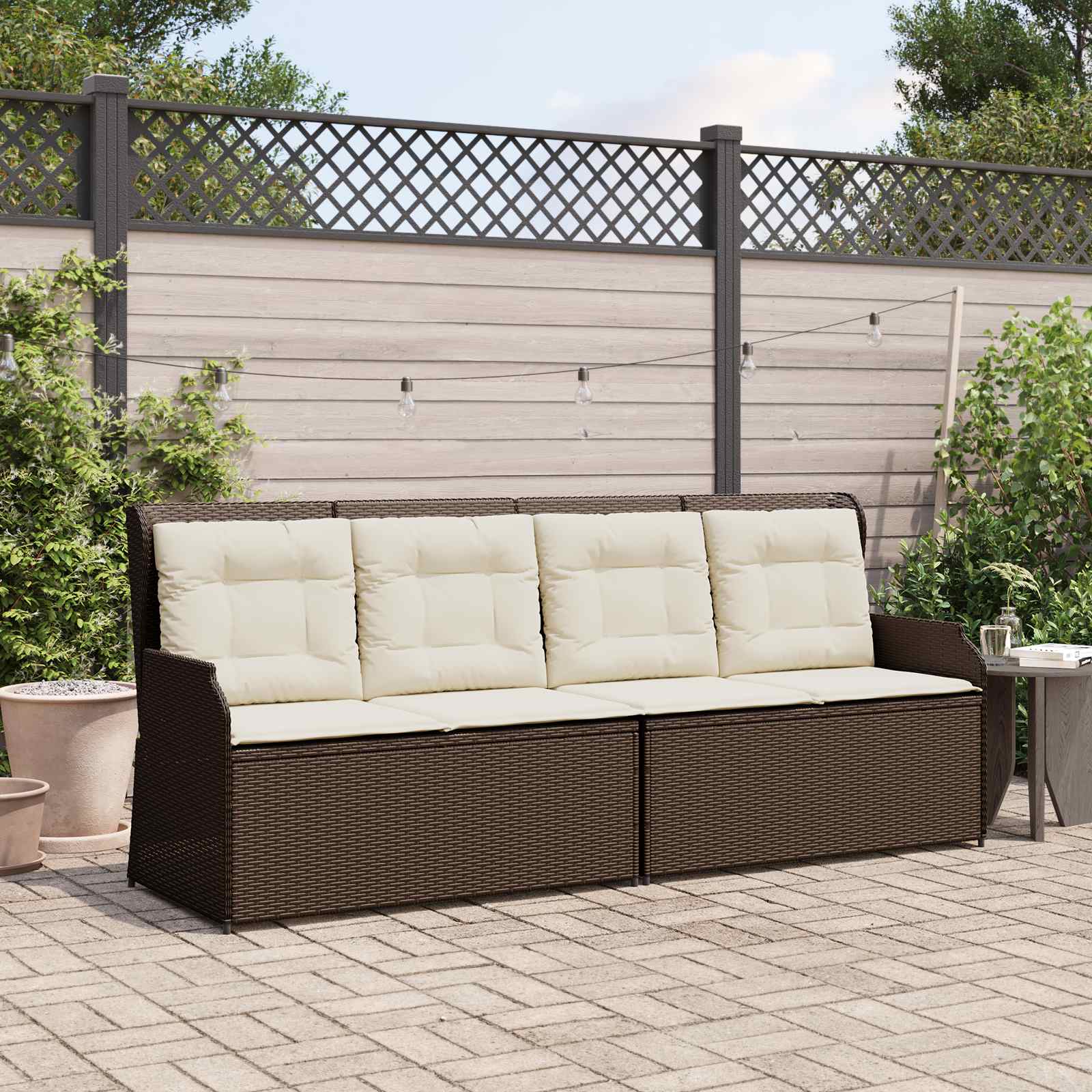 Gartenbank Braun Poly-Rattan Liegebank