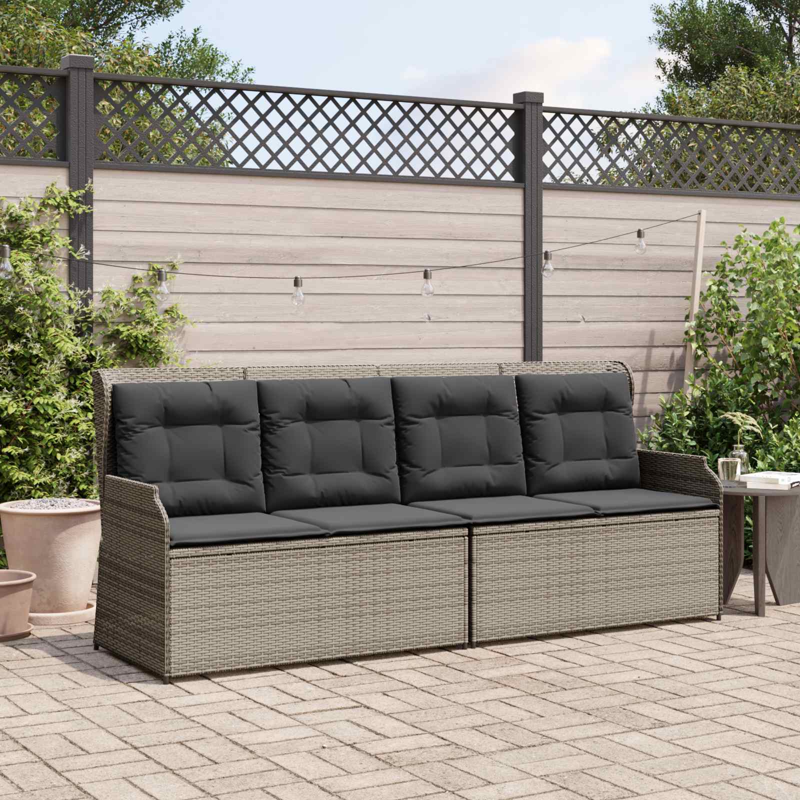 Graue Poly-Rattan Gartenbank