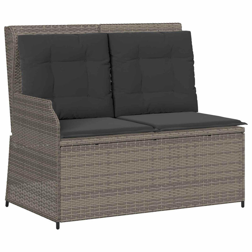 Graue Poly-Rattan Gartenbank