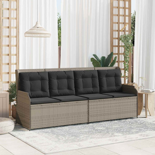 Hellgraue Poly-Rattan Gartenbank