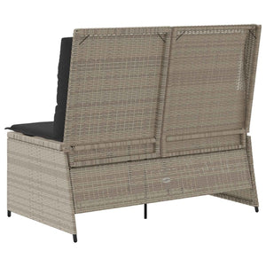 Hellgraue Poly-Rattan Gartenbank