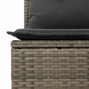 Gartensofa Grau Poly-Rattan mit Kissen