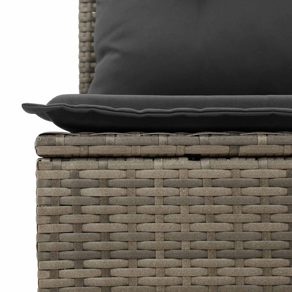 Gartensofa Grau Poly-Rattan mit Kissen