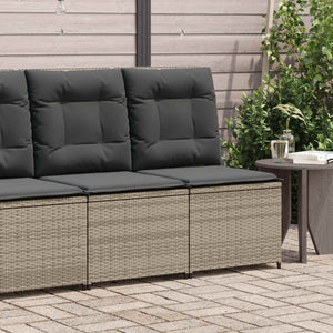 Gartensofa Grau Poly-Rattan mit Kissen