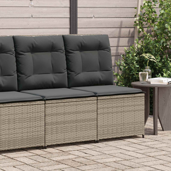 Gartensofa Grau Poly-Rattan mit Kissen