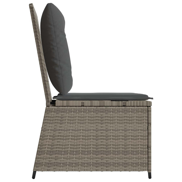 Gartensofa Grau Poly-Rattan mit Kissen