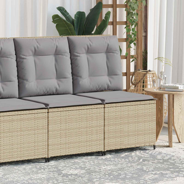 Gartensofa mit Kissen, Poly-Rattan Beige/Grau