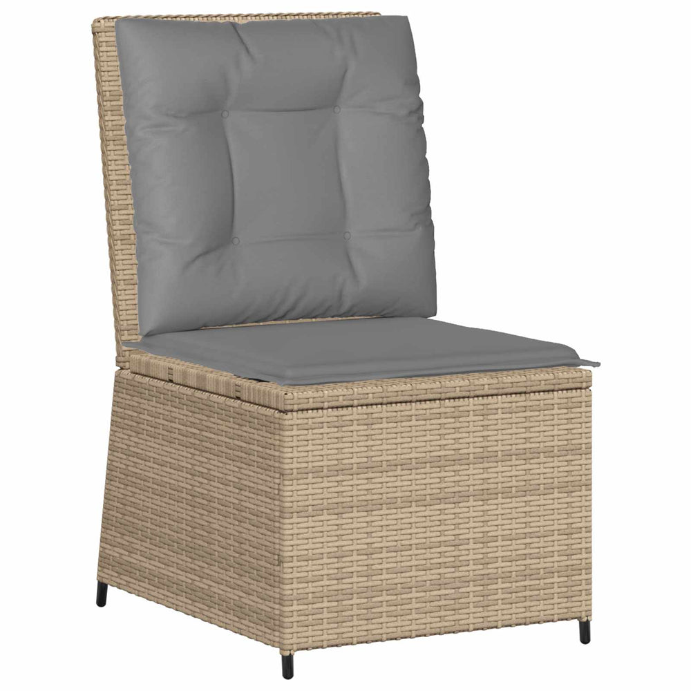 Gartensofa mit Kissen, Poly-Rattan Beige/Grau